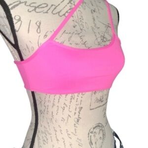 Vibrant Bright Pink Cross Body Bikini Top Medium